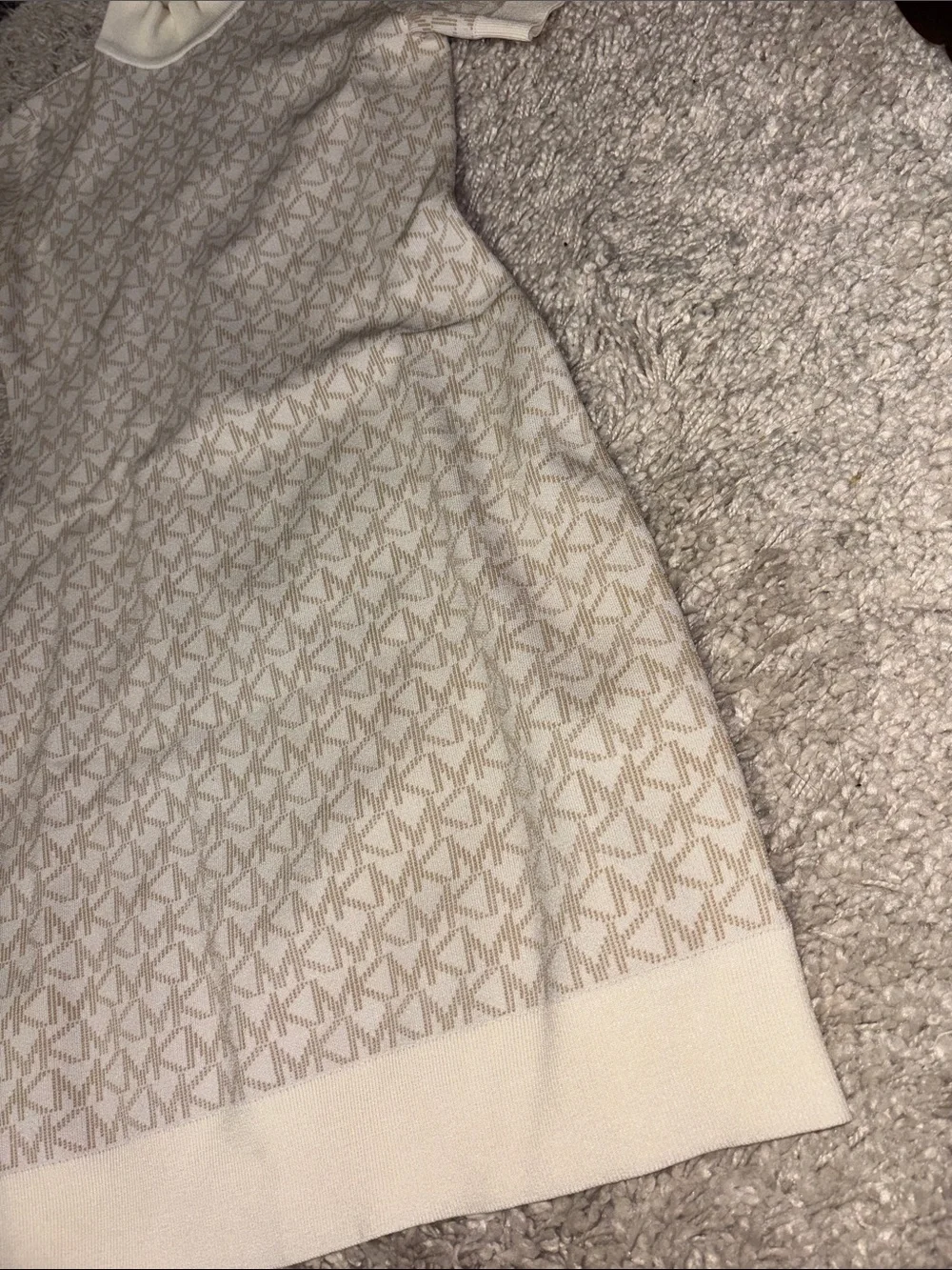 Michael Kors Cream & Beige Logo Knit Mini Dress